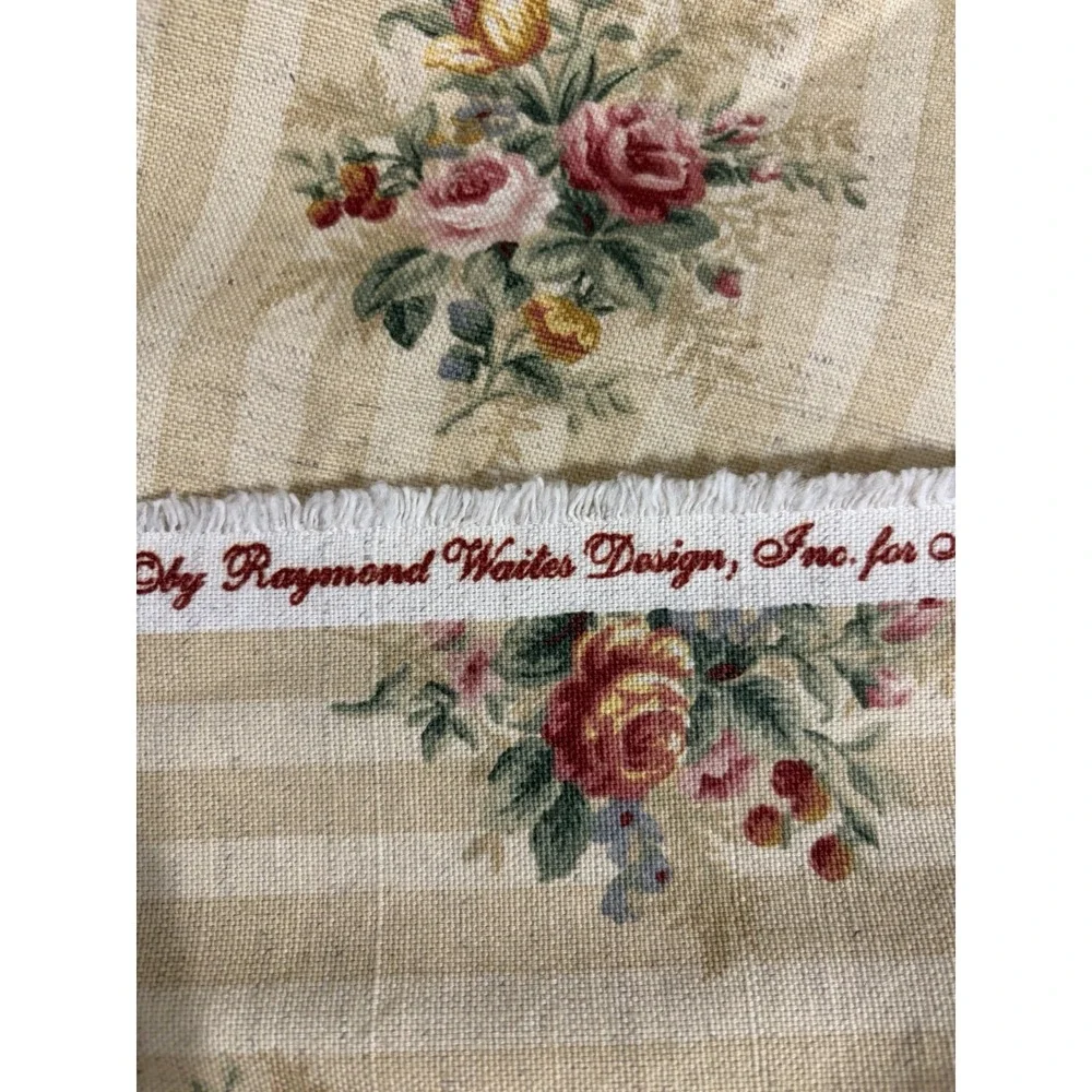 Raymond Waites Mill Creek Mayflower Cotton Fabric Shabby Cottage Floral Stripe